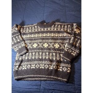 Vintage Edward Bryan Men's Sz L Fair Isle Wool Sweater England Knit Fishermen
